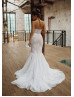 Sexy Strapless Lace Tulle Wedding Dress